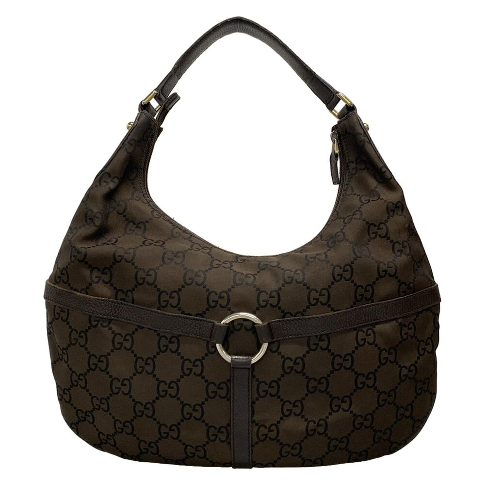 Gucci Interlocking G/GG Shoulder Bag 257292 Dark Brown Black Jacquard Leather - Picture 3 of 15